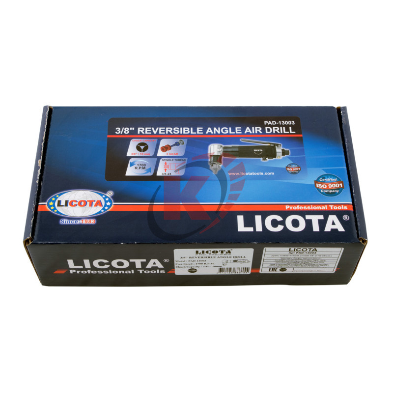 Пневмодрель угловая d=10, n=1700 об/мин ЗВП (PAD-13003) Licota