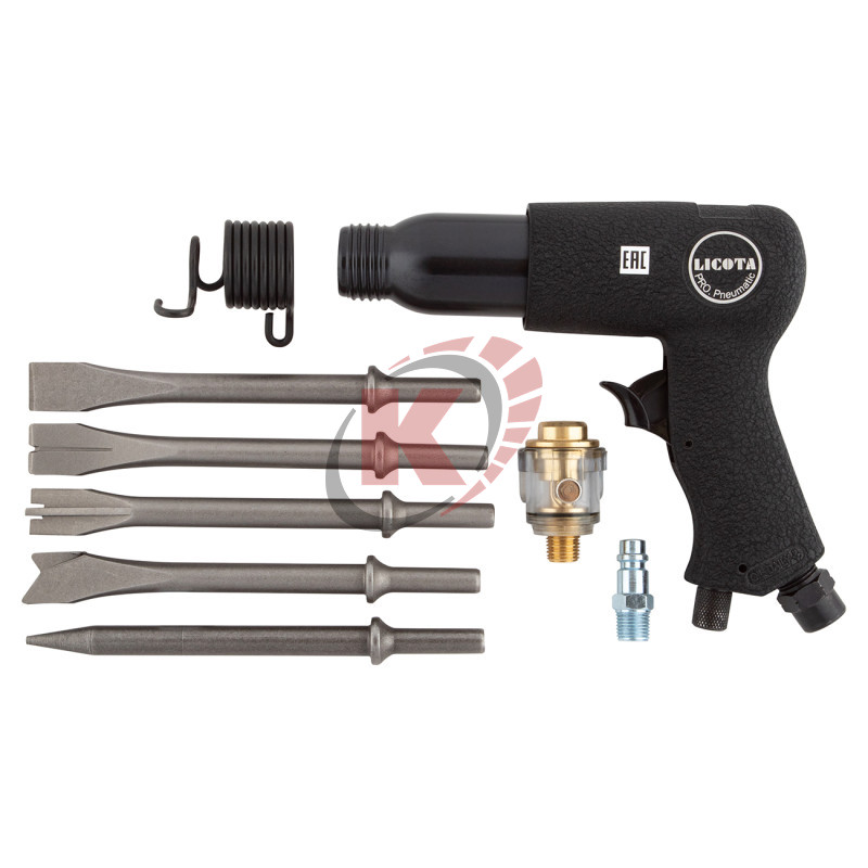 Пневмомолоток (PAH-20002RK) с 5 зубилами Licota