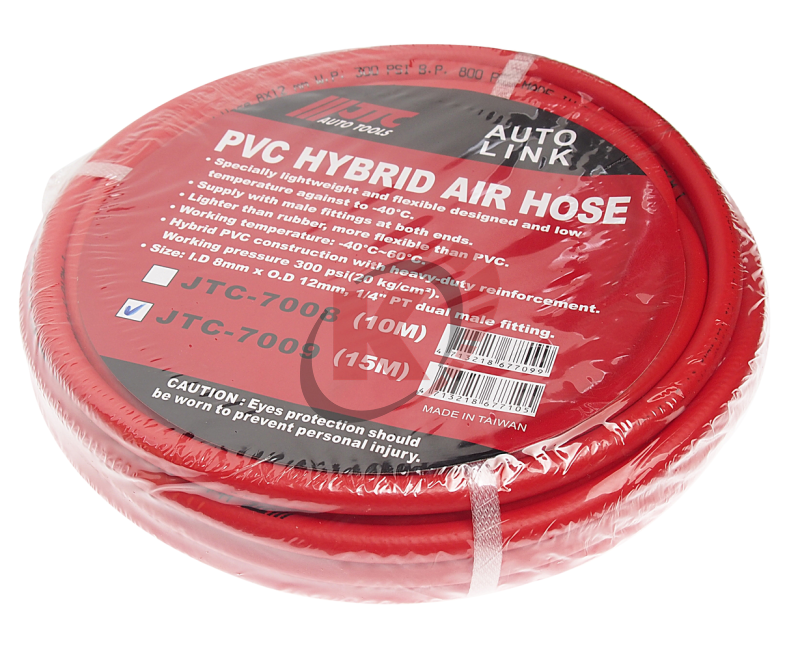 Шланг воздушный ПВХ вн.Ø 8мм нар.Ø 12мм штуцер 1/4"PT L=15м (JTC-7009)
