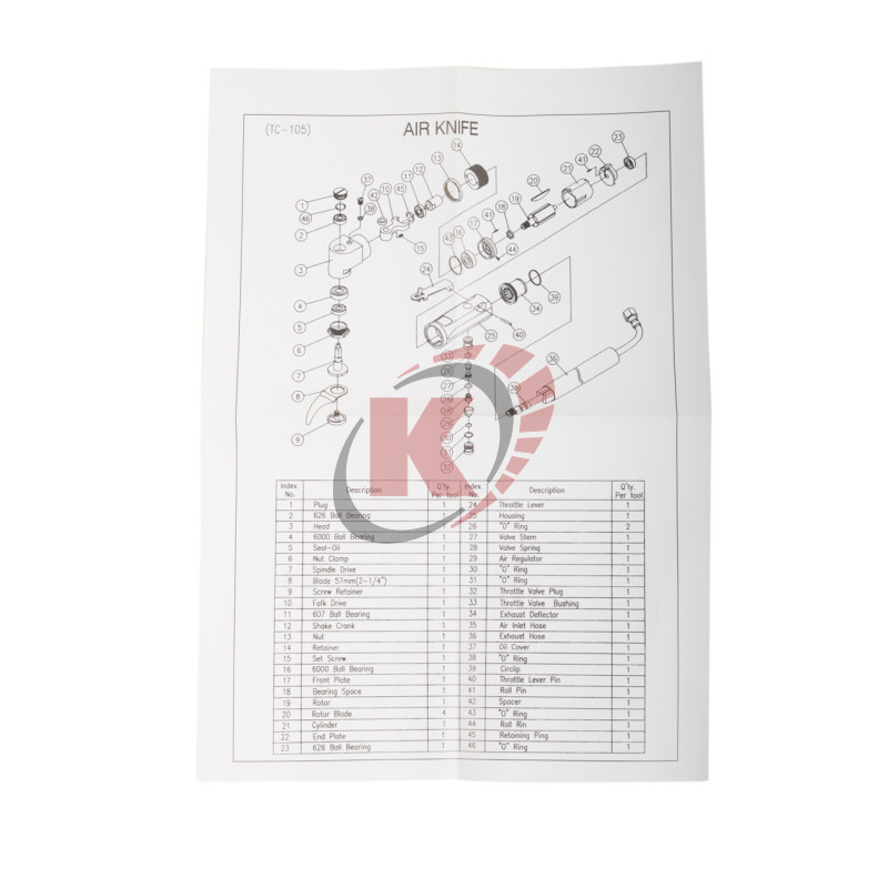 Пневмонож для срезки стекол в наборе с лезвиями 6пр. (PAT-K0007K) Licota