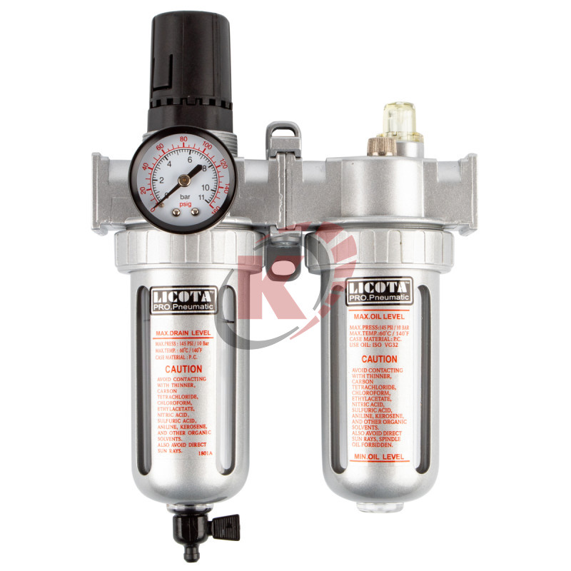 Фильтр с редуктором манометром и лубрикатором (PAP-C205A) 1/4" Licota