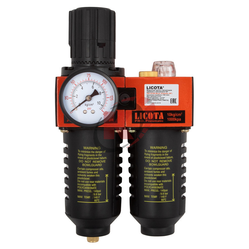 Фильтр с редуктором манометром и лубрикатором (PAP-C615B) 3/8" Licota