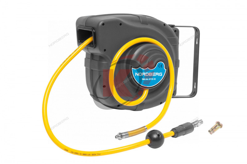 Катушка пневмошланга 15м 10х16мм 12 bar, M1/4"-M1/4" (2115-10G) серая Nordberg