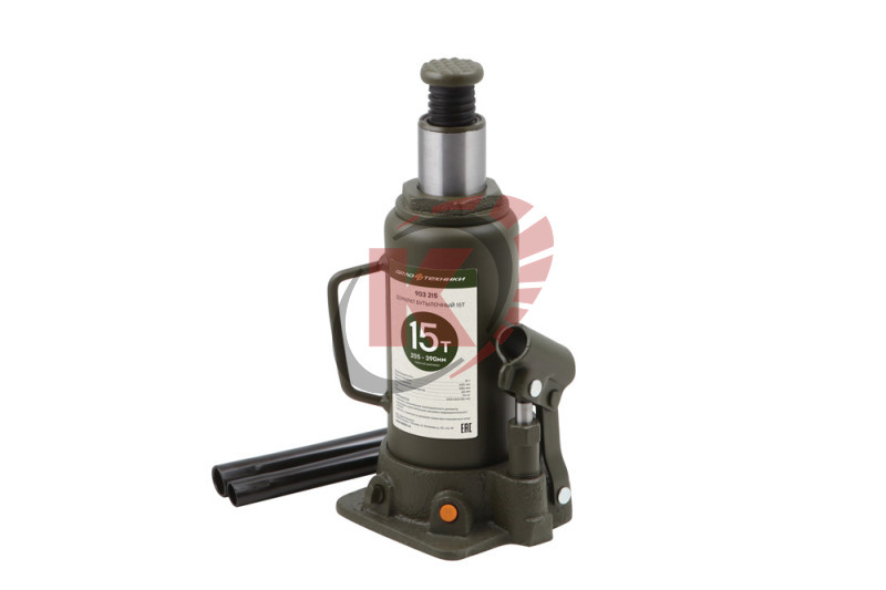 Домкрат гидравлический бутылочный 15 тонн, 205—390 мм (903215) ДТ