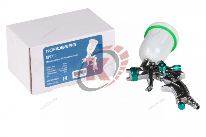 Краскопульт пневм. верх. бачок (V=100мл, d=1,0мм, 3,0бар) NP7710 Nordberg