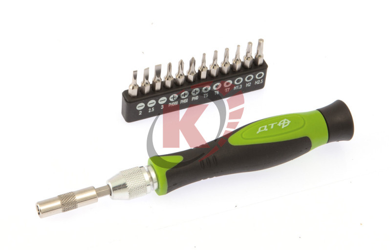 Отвертка цанговая для точных работ с битами 14пр. (786114) ДТ