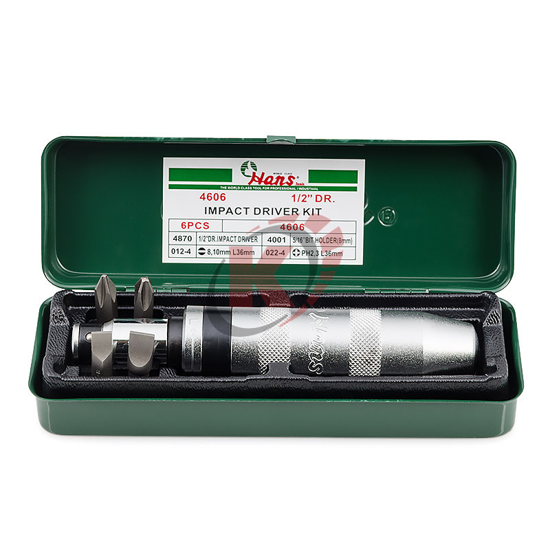 Отвертка ударная с битами 1/2" 6 предметов (4606) Hans