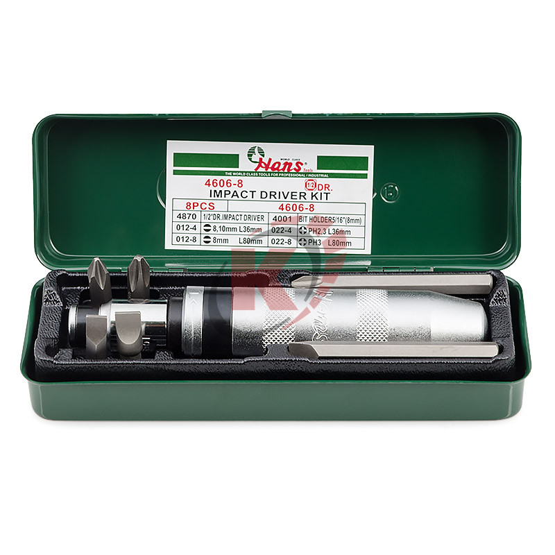 Отвертка ударная с битами 1/2" 8 предметов (4606-8) Hans