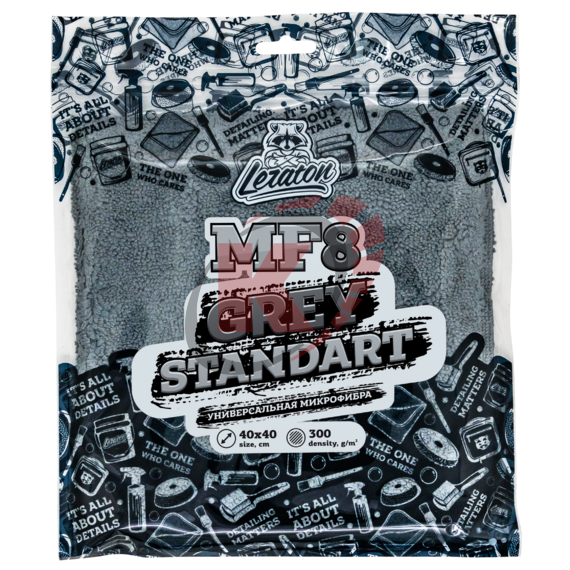 Салфетка микрофибра LERATON GREY STANDART MF8 40x40