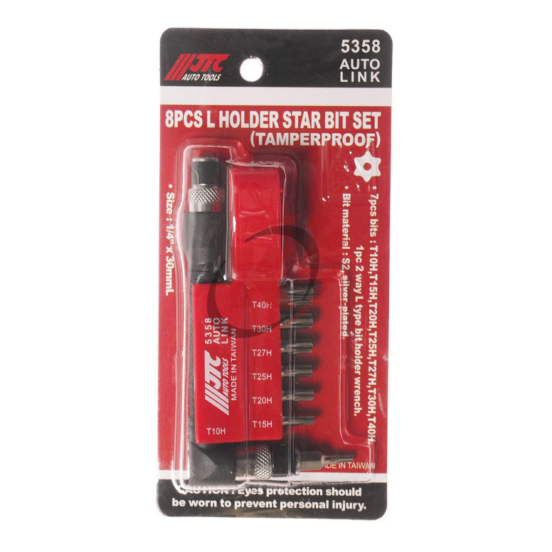 Набор бит TORX 8пр. T10-T40 с отверстием (JTC-5358) JTC