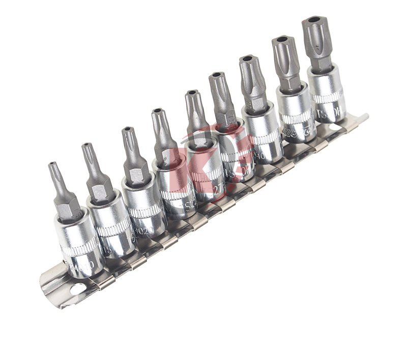 Набор бит-насадок TORX 1/4" 9пр. TS10-TS50 5 лучей с отверстием (JTC-3303) JTC