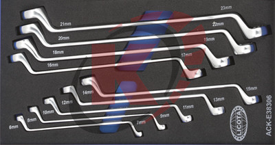 Набор ключей кольцевых коленч. КГН-9 6х7-21х23 (ACK-E38306) ложемент Licota