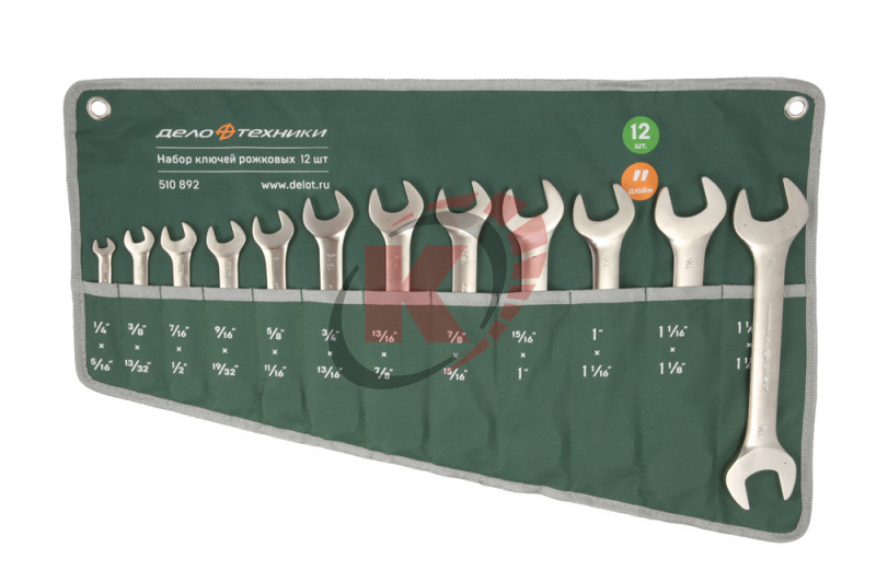 Набор ключей комб. КГК-12 дюймовых 1/4"-5/16" - 1-1/8"-1-1/4" (510892) ДТ