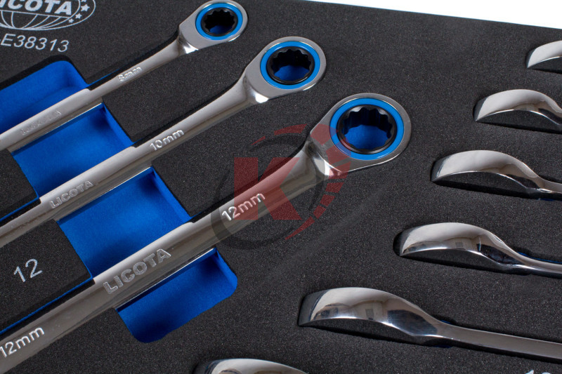 Набор ключей комб. трещоточных 11пр. 8-24мм (ACK-E38313) ложемент Licota