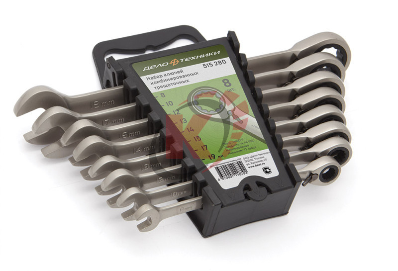 Набор ключей комб. трещоточных 8 шт. 8-19 с перекл. (515280) ДТ