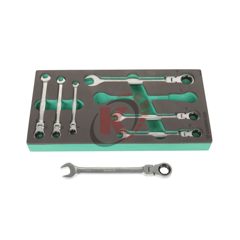 Набор ключей комб. трещоточных КГК-7 8-19 гибких (646165) ложемент Garwin