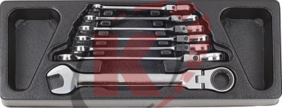 Набор ключей комб. трещоточных КГК-7 гибких 8-19 (ACK-384019) ложемент Licota