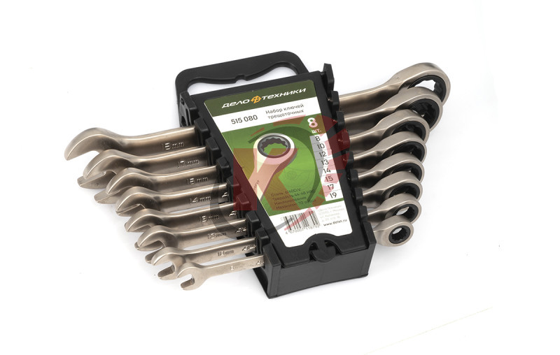 Набор ключей комб. трещоточных КГК-8 8-19мм пластик. холдер (515080) ДТ