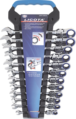 Набор ключей комб. трещоточных с полукард. 12пр. 8-19мм (ARW-12MK08) Licota