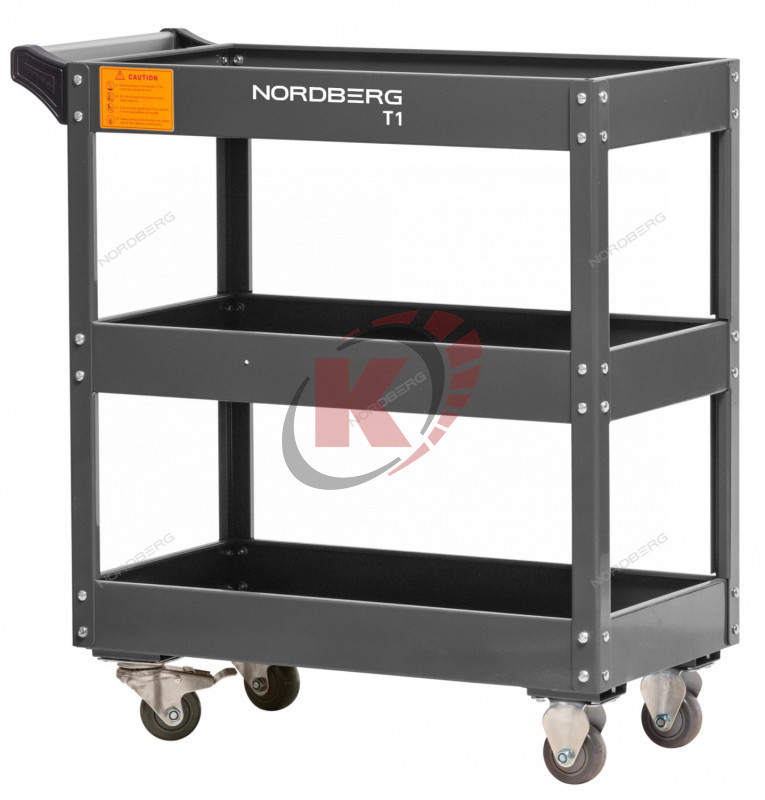 Тележка с тремя открытыми полками серая (T1(G)) Nordberg