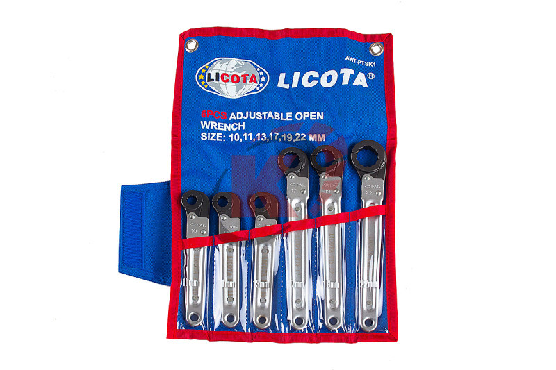 Набор ключей храповичных трещ. с раскрыв. зевом 6пр. 10-22мм (AWT-PTSK1) Licota