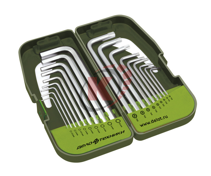 Набор ключей Г-обр. HEX и TORX 18пр удлиненных в холдере (564518) ДТ