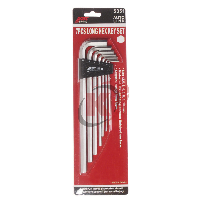 Набор ключей Г-обр. HEX 7пр 2,5-10мм удлиненных (JTC-5351)
