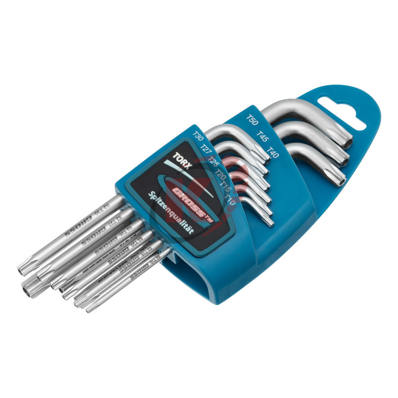 Набор ключей Г-обр. TORX 9пр Т10-Т50 удлиненных (16407) Gross