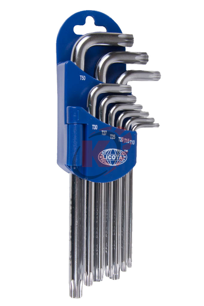Набор ключей Г-обр. TORX 9пр ТH10-ТH50 удлиненных с отверстием (2TF20091DPM) Licota