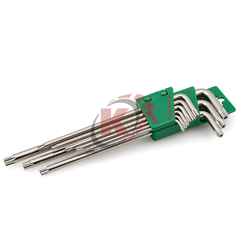 Набор ключей Г-обр. TORX 9пр ТH10-ТH52 удлиненных с отверстием (16752-29TH) Hans