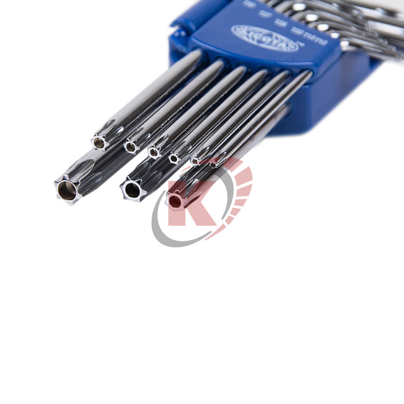 Набор ключей Г-обр. TORX 9пр ТH10-ТH50 экстрадлинных с отверстием (2TF30091DPM) Licota