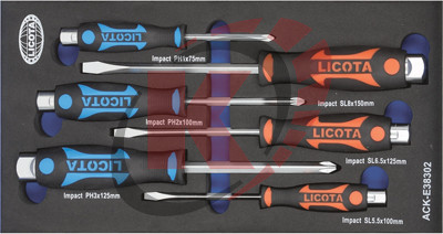 Набор отверток ударных 6пр. (ACK-E38302) ложемент Licota