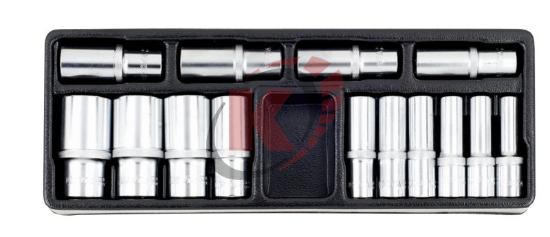 Набор торцевых головок 1/2" 14пр. 10-32мм глубокие ложемент (ACK-384027) Licota