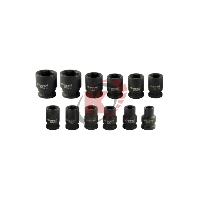 Набор торцевых 6 гр. головок 1/2" 12пр. 10-24мм ударные (626521-12) Garwin
