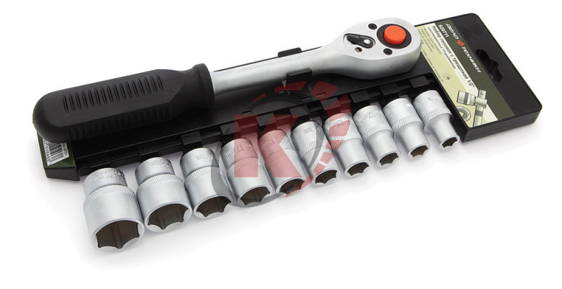 Набор торцевых головок 1/2" 11пр. с трещоткой 10-24 (620711) ДТ