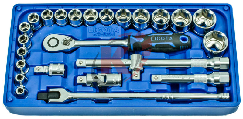 Набор торцевых головок 1/2" 25пр.р-ры 8-32 в ложементе-кейсе (ACK-B3001) Licota