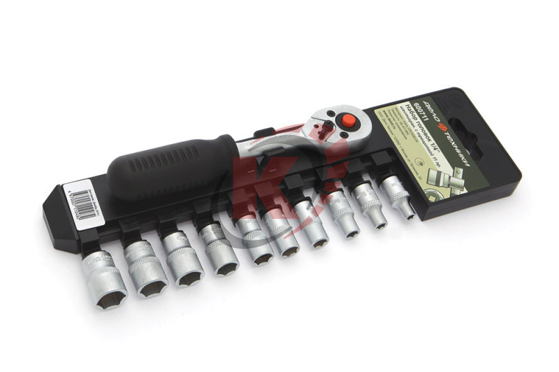Набор торцевых головок 1/4" 11пр. с трещоткой (600711) ДТ