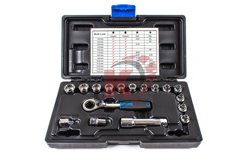 Набор торцевых головок 1/4" 17пр. р-ры 4-14 (ALK-1005P) Spline Licota