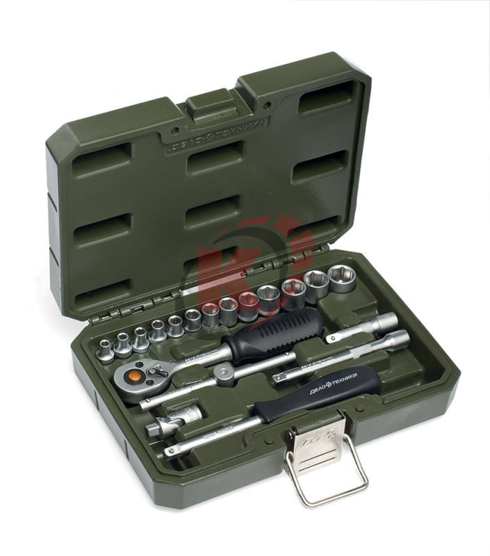 Набор торцевых головок 1/4" 19пр. с трещоткой 4-14 мм (600719) ДТ