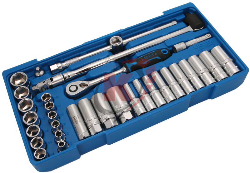 Набор торцевых головок 3/8" 34пр. с аксес. (ACK-B3014) ложемент-кейс Licota