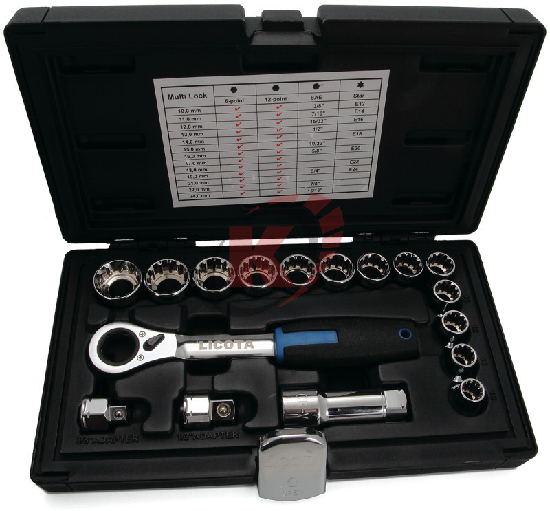 Набор торцевых головок 3/8"-1/2" 17пр. 10-24 (ALK-1006P) Spline Licota