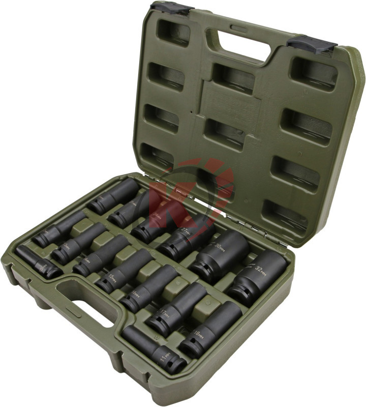 Набор торцевых головок удар. 1/2" 15пр. 10-32 удл. (660415) Дело Техники