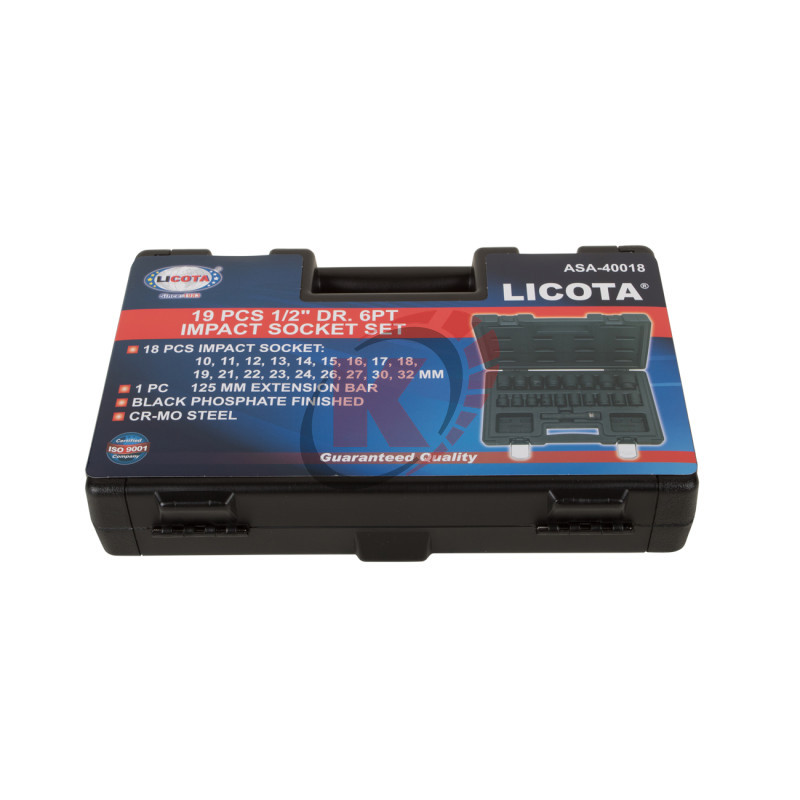 Набор торцевых головок удар. 1/2" 19пр. 10-32 (ASA-40018) Licota
