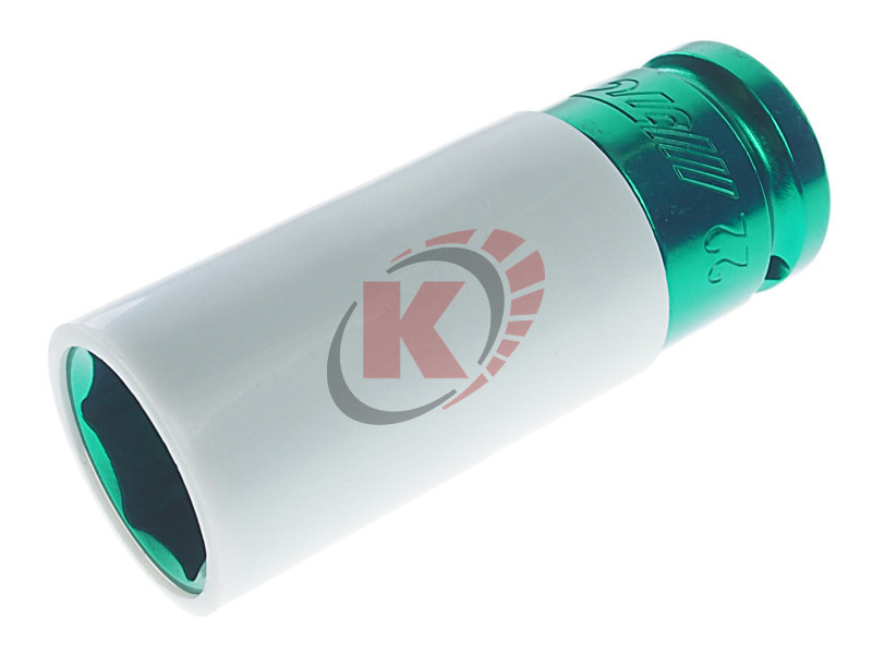 Головка торцевая 6гр. 1/2" S=22мм L=87мм ударная для литых дисков зеленая (JTC-330422)