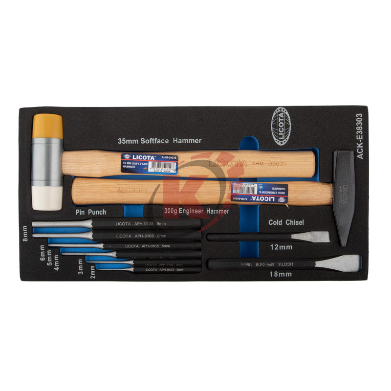 Набор выколоток зубил и молотков 10пр. ложемент EVA (ACK-E38303) Licota