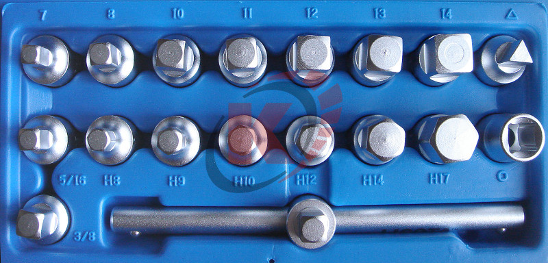 Набор головок для отворачивания масляных пробок 18пр. (ATA-0401) Licota