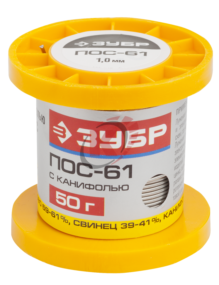 Припой ПОС 61 с канифолью d=1,0 мм 100гр. (55450-100-10С) Зубр