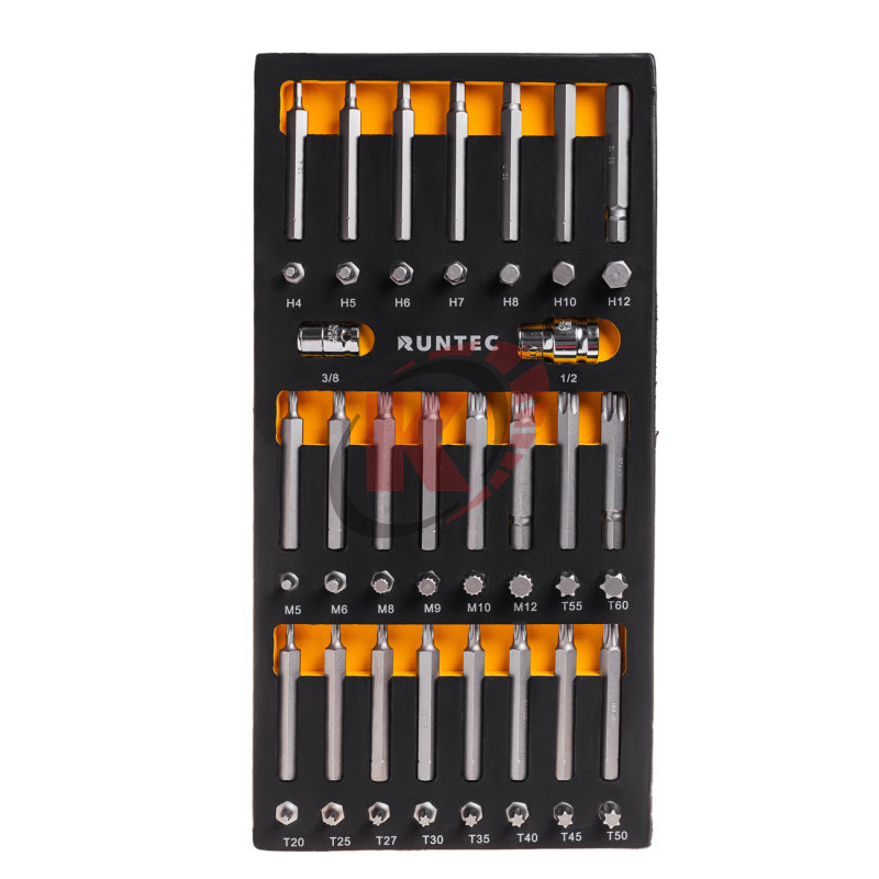 Набор бит TORX, SPLINE, HEX 10мм 48 предметов ложемент EVA (RT-H10B1E48F) Runtec