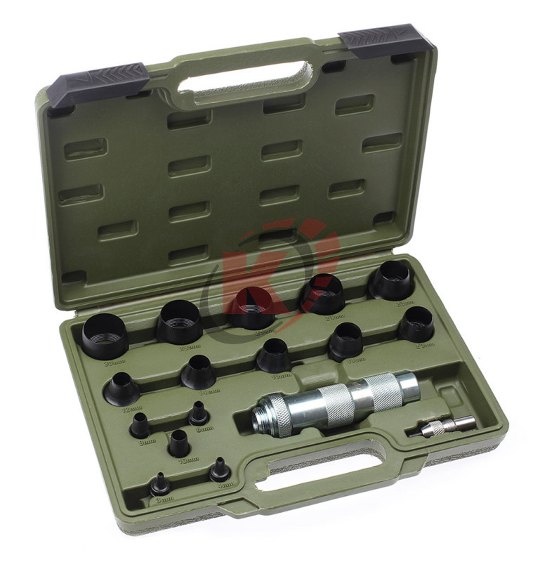 Набор просечек со сменными насадками (Ø3,4,6,8,10,12,14,16,18,20,22,24,26,28,30 мм) (376518) ДТ