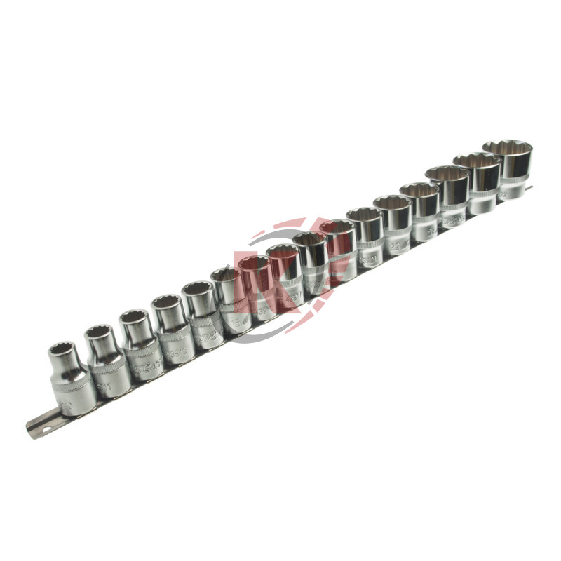Набор головок торцевых 12гр. 1/2" 10-32мм 16пр. на линейке (JTC-T416M)